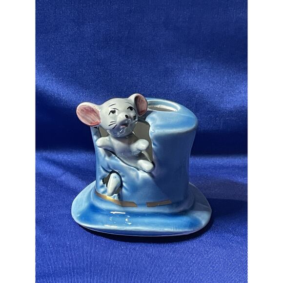 Porcelain Napcoware Top Hat with Grey Mouse Toothpick Holder - Picture 1 of 7
